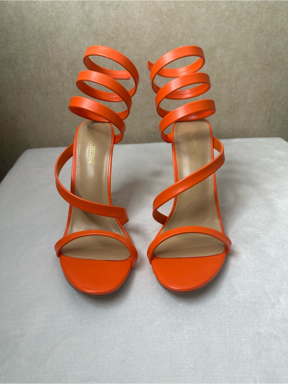 Shoe Dazzle Orange Spiral-Strap Heeled Sandals - Picture 3 of 16